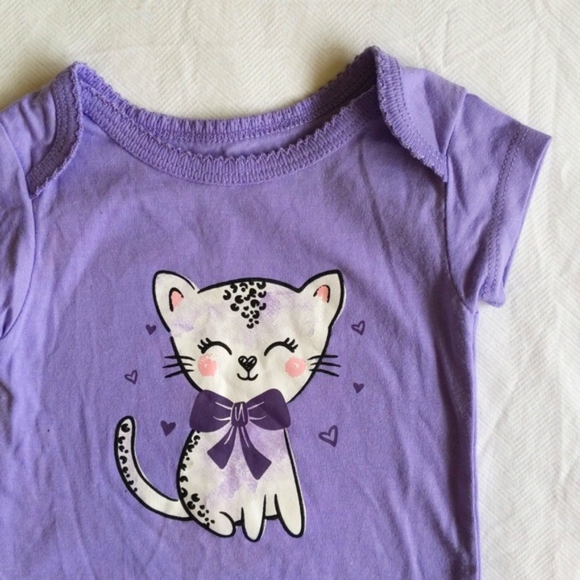george purple kitten short sleeve bodysuit diaper shirt 6 months baby girl - Picture 1 of 5